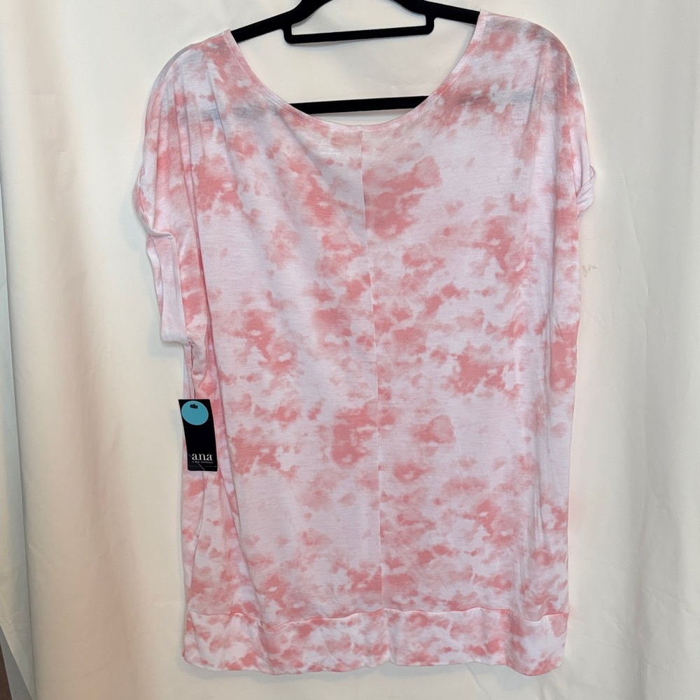 A.N.A. Pink and White Tie-Dye V-Neck Top size XL NWT - Picture 4 of 6
